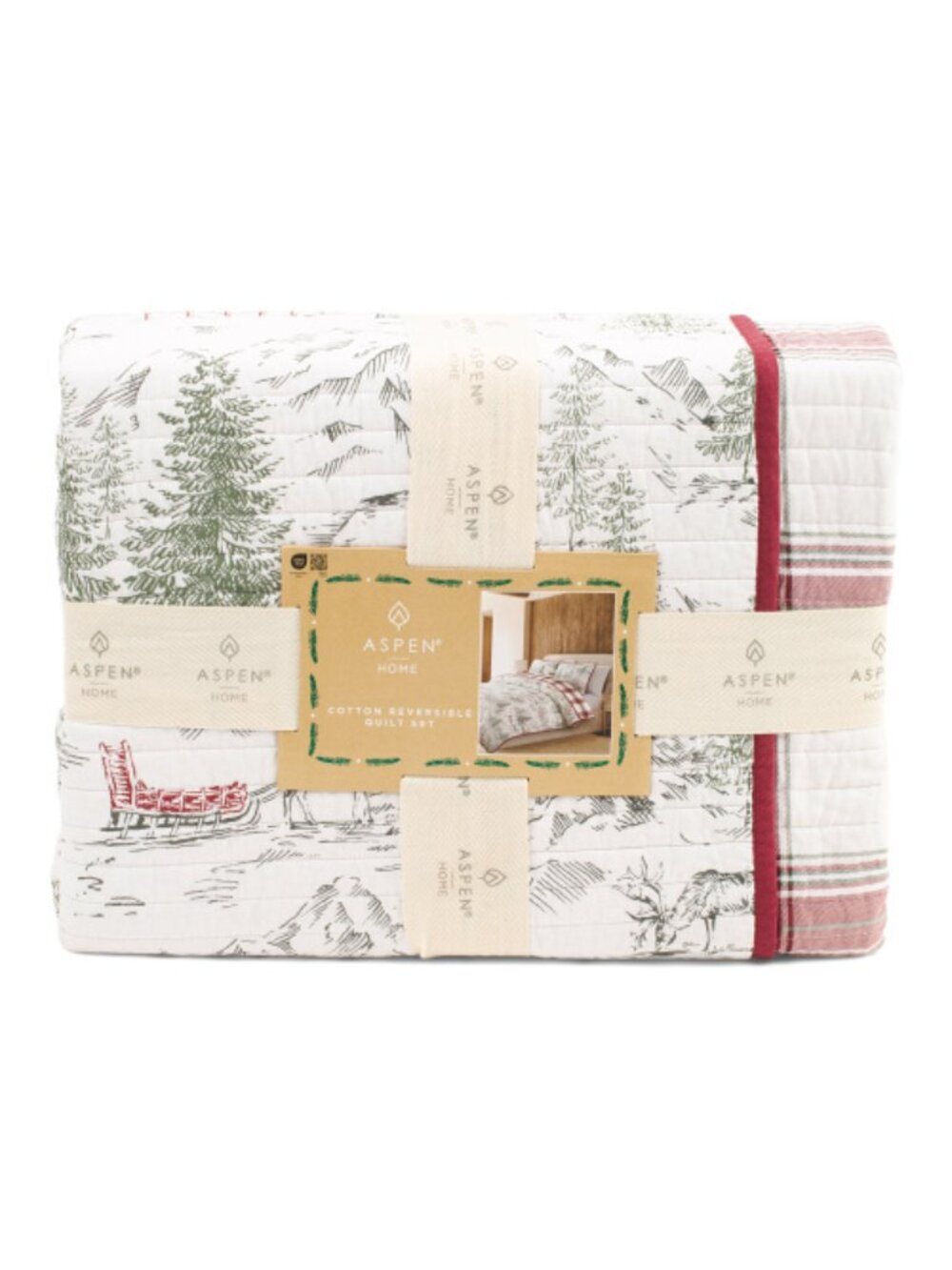 ASPEN Lodge Reversible Toile Quilt Set